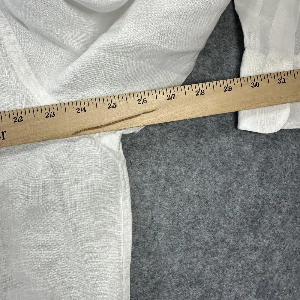 Charles Tyrwhitt Shirt Mens XL White Linen Long Sleeve Button Front Casual